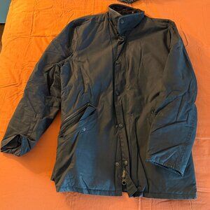Barbour Men’s Black Waxed Cotton Jacket Coat XL Corduroy Collar Classic